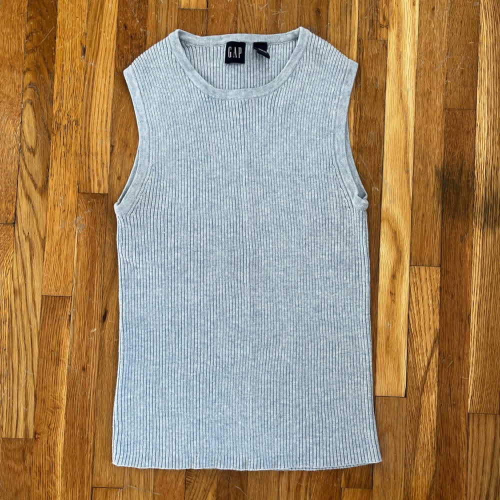 GAP Heather Blue Ribbed Knit Top